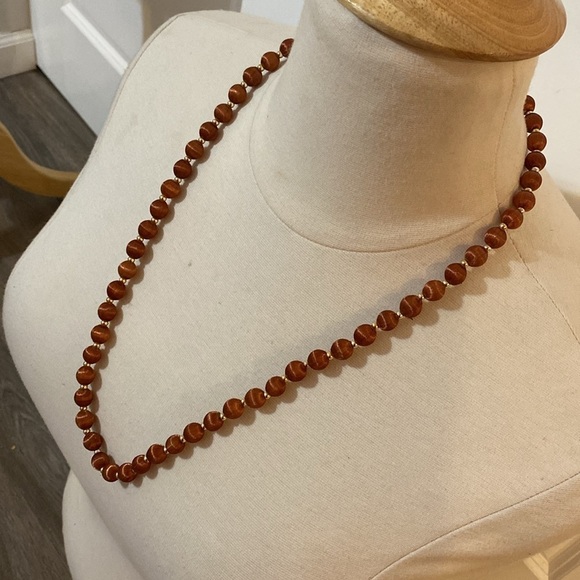 Vintage Spun Silk Bead Endless Necklace & Earrings - Picture 2 of 10